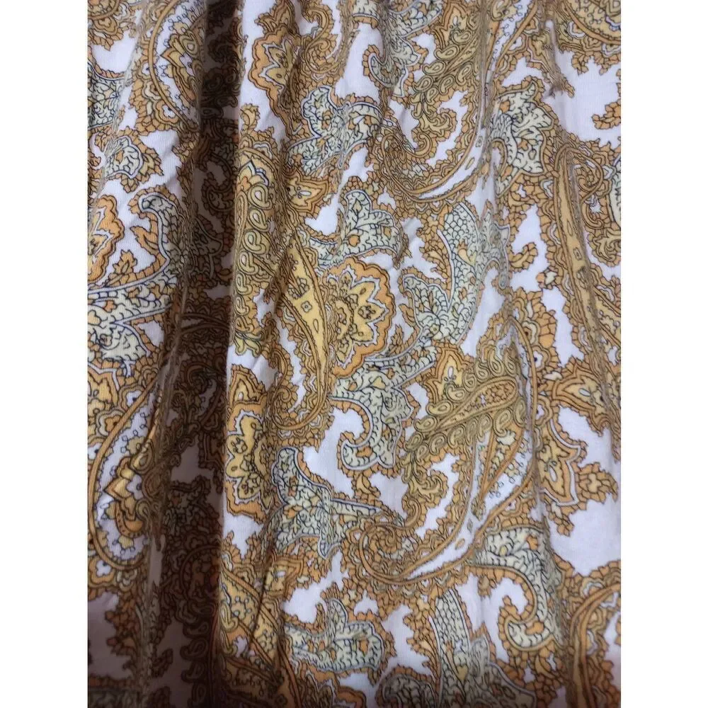 Michael‎ Kors Womens 1X Yellow Paisley Scoop Neck 3/4 Sleeve Blouse Top